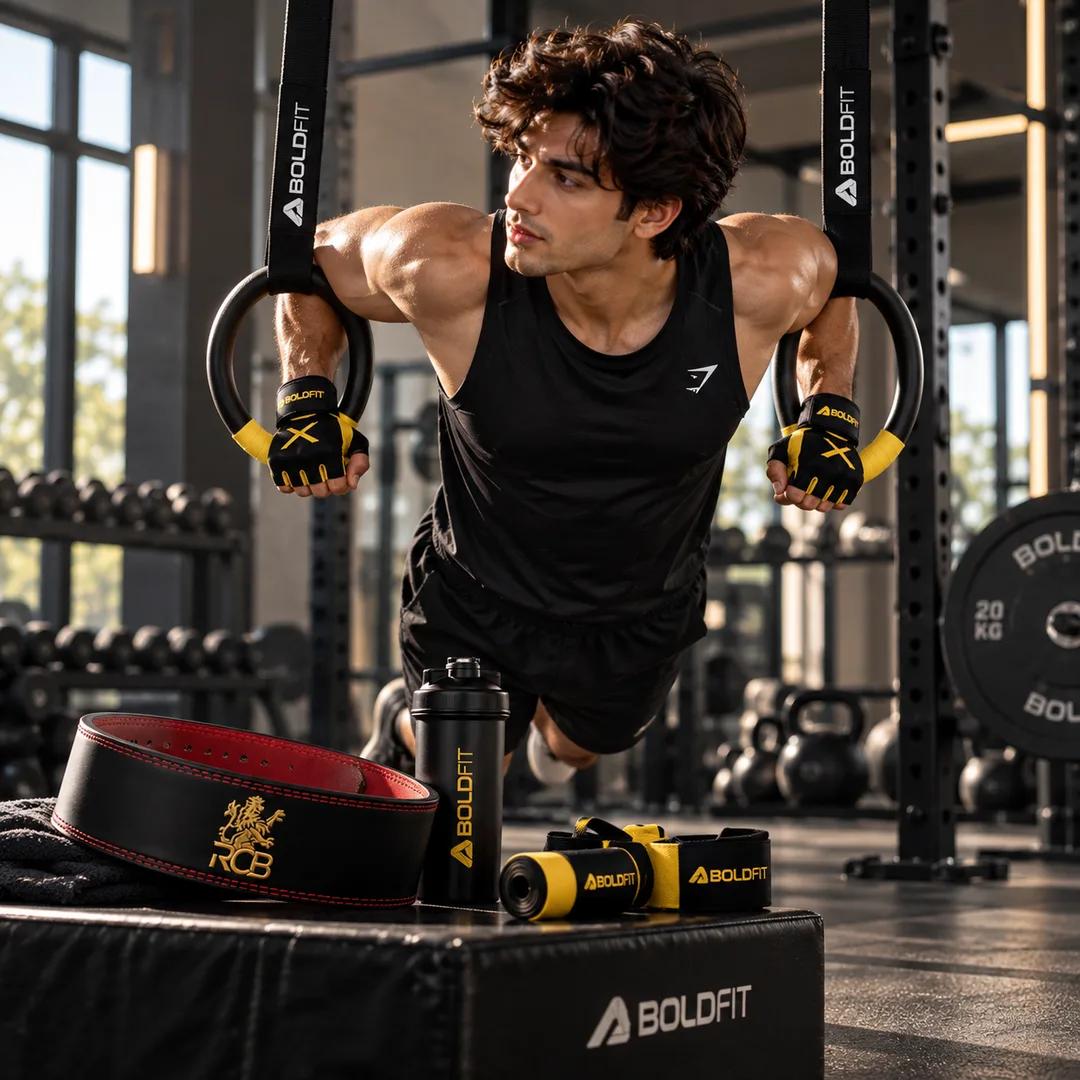 Post: Everything in my gym bag 🏋️ Gloves, wrist wraps, lifting belt & shaker — budget gear that has survived 2 years of train