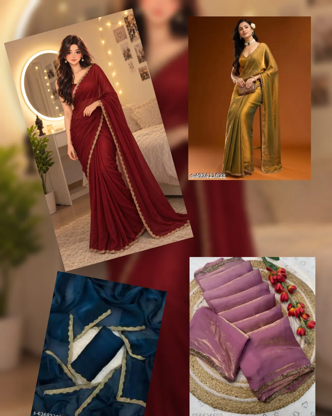 Post #5: Loved the rich maroon shade and delicate bead detailing on this saree. The saree has a beautiful flow and an elegant bor