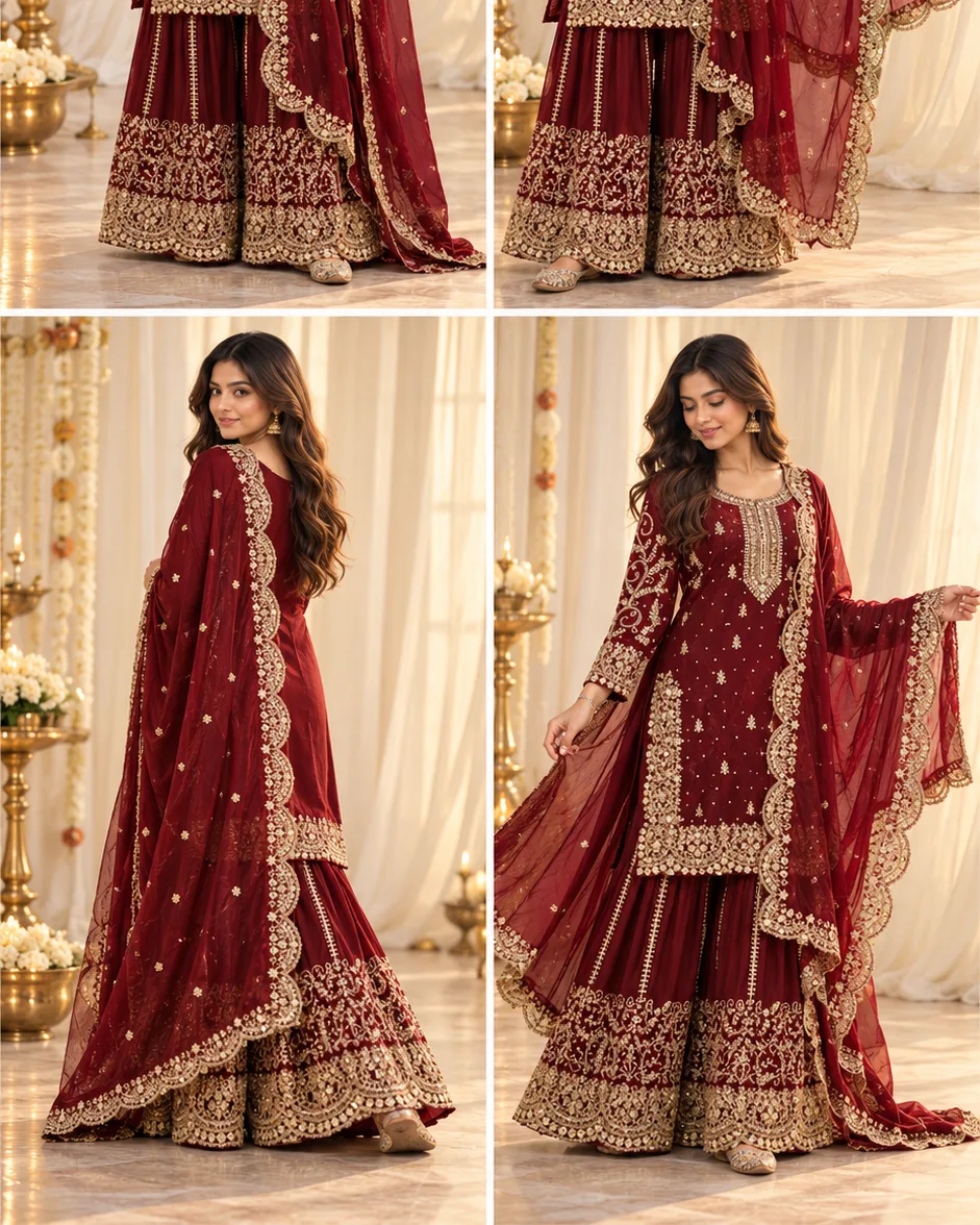 Post #5: If elegant ethnic wear is your vibe, this maroon kurta set deserves a spot on your wishlist! 😍 The A-line silk kurta, f